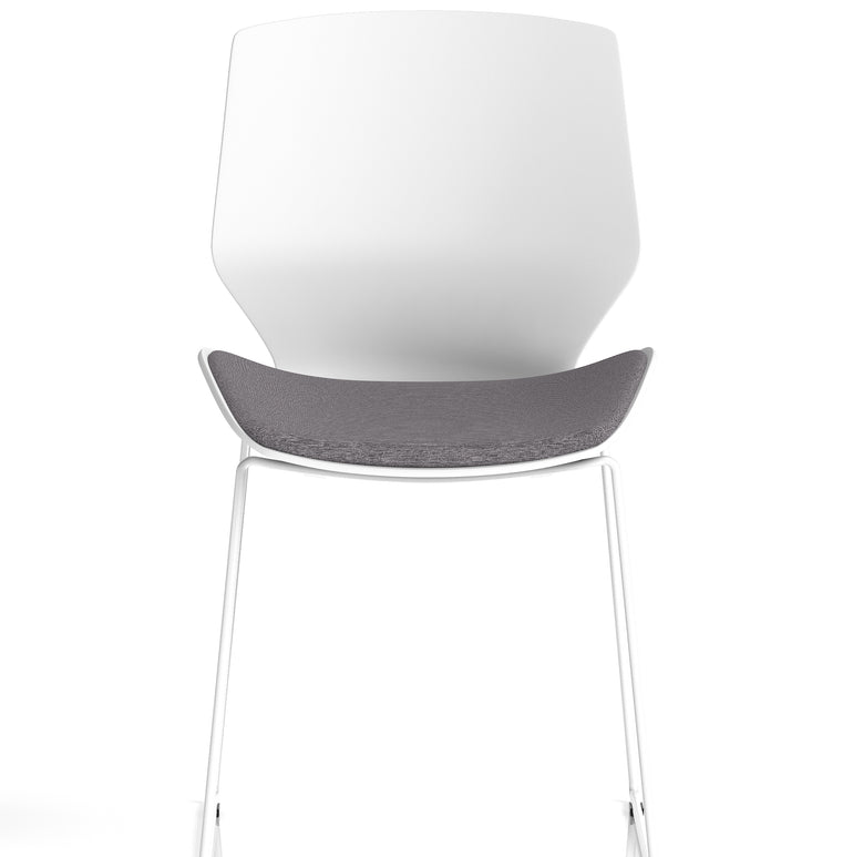 Florence Sled White Frame Fabric Seat Visitor Chair