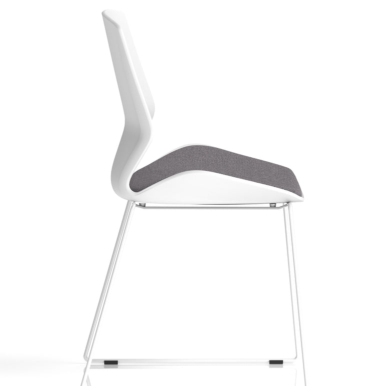 Florence Sled White Frame Fabric Seat Visitor Chair