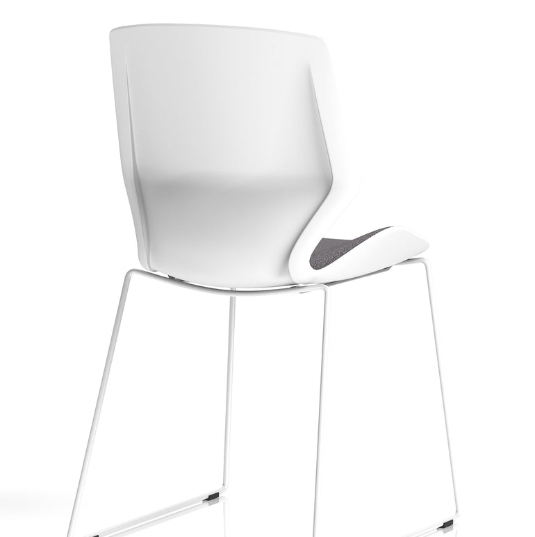 Florence Sled White Frame Fabric Seat Visitor Chair