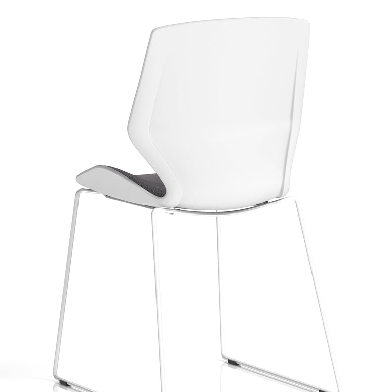 Florence Sled White Frame Fabric Seat Visitor Chair