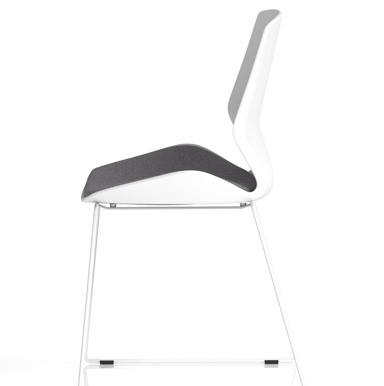 Florence Sled White Frame Fabric Seat Visitor Chair