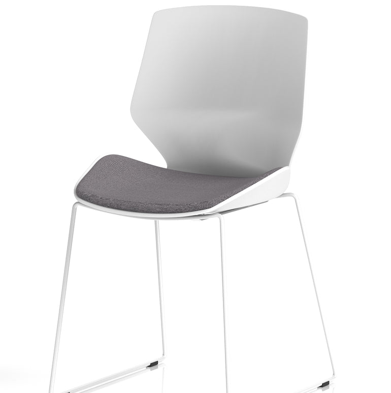 Florence Sled White Frame Fabric Seat Visitor Chair