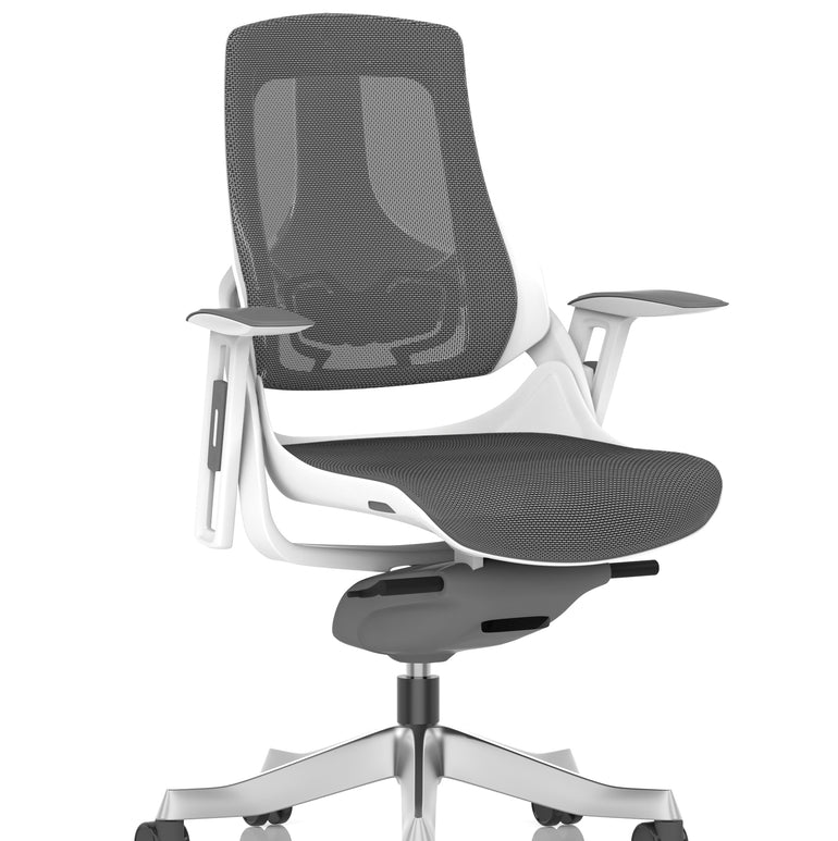 Zure High Back White Shell Mesh Executive Office Chair with Arms