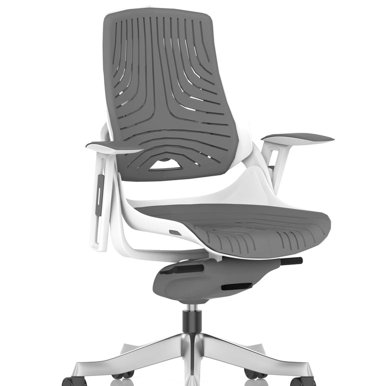 Zure High Back White Shell Elastomer Executive Office Chair with Arms