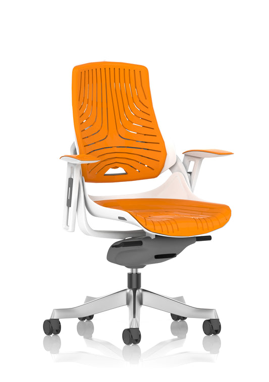 Zure High Back White Shell Elastomer Executive Office Chair with Arms
