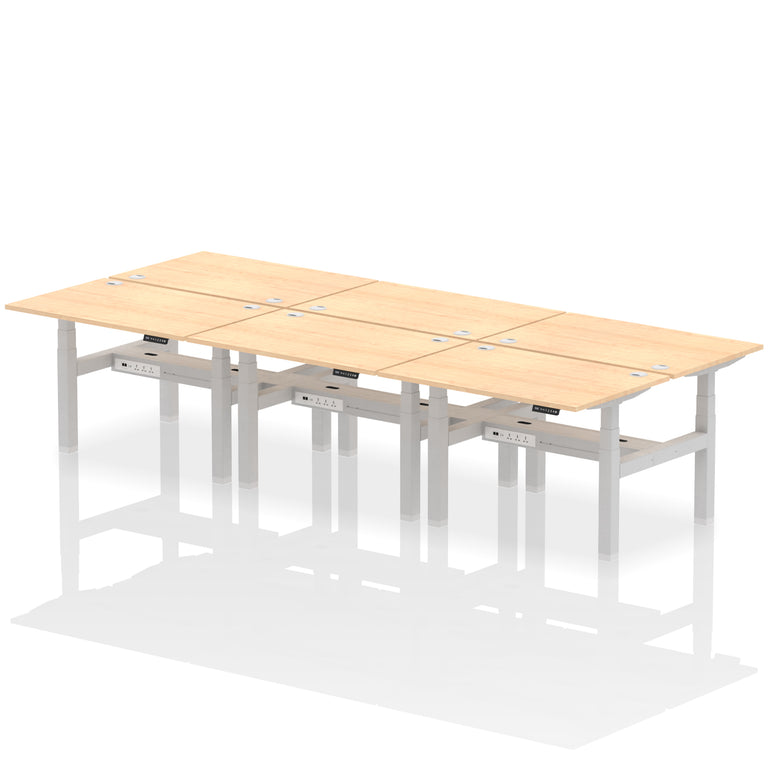 Air Back-to-Back Height Adjustable Bench Desk - 6 Person