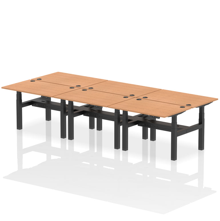 Air Back-to-Back Height Adjustable Bench Desk - 6 Person