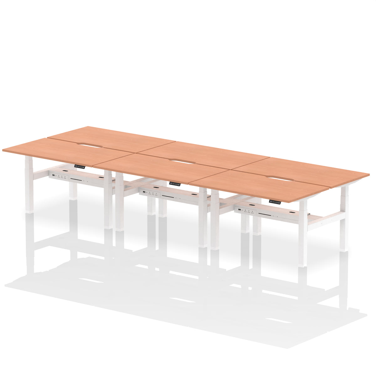 Air Back-to-Back Scalloped Edge Height Adjustable Bench Desk - 6 Person