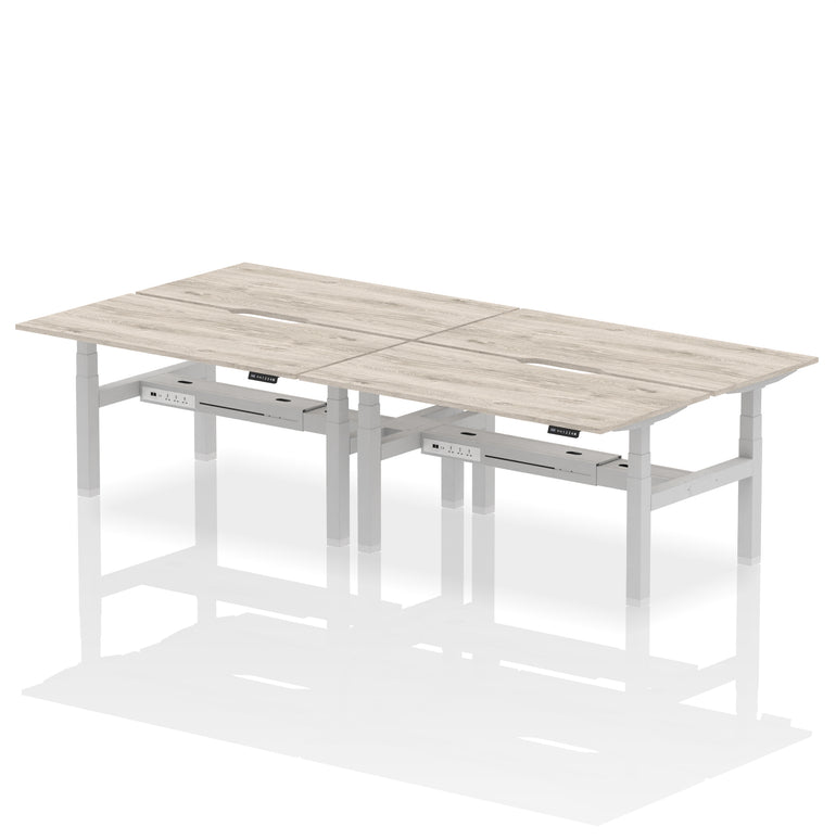 Air Back-to-Back Scalloped Edge Height Adjustable Bench Desk - 4 Person