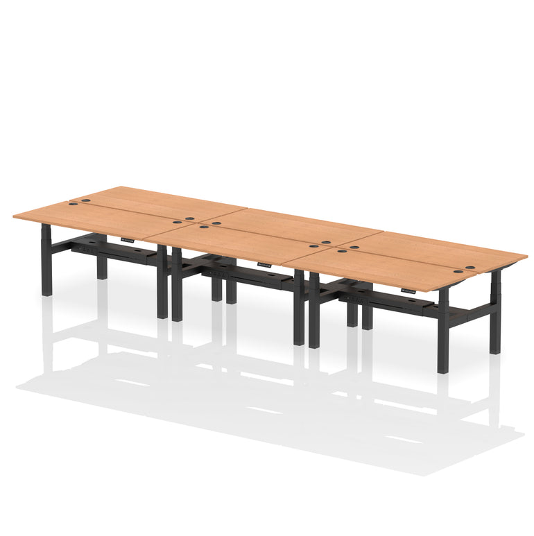 Air Back-to-Back Height Adjustable Bench Desk - 6 Person