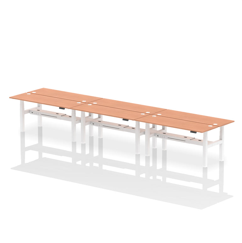 Air Back-to-Back Slimline Height Adjustable Bench Desk - 6 Person
