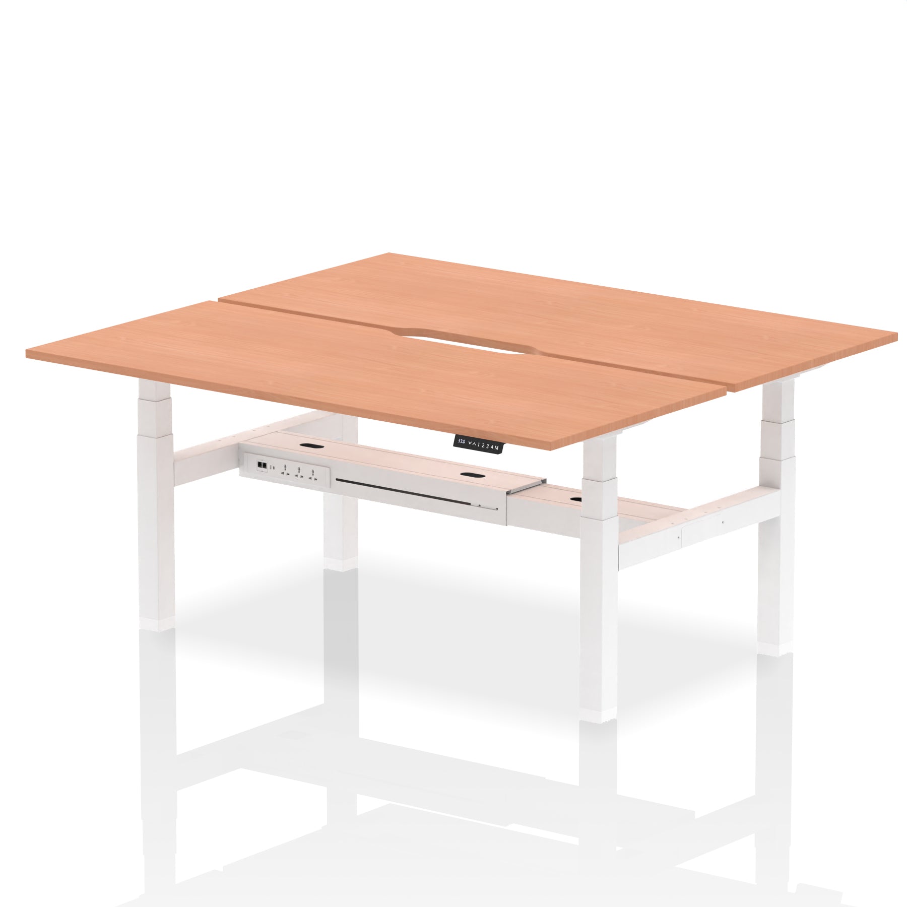 Air Back-to-Back Scalloped Edge Height Adjustable Bench Desk - 2 Person
