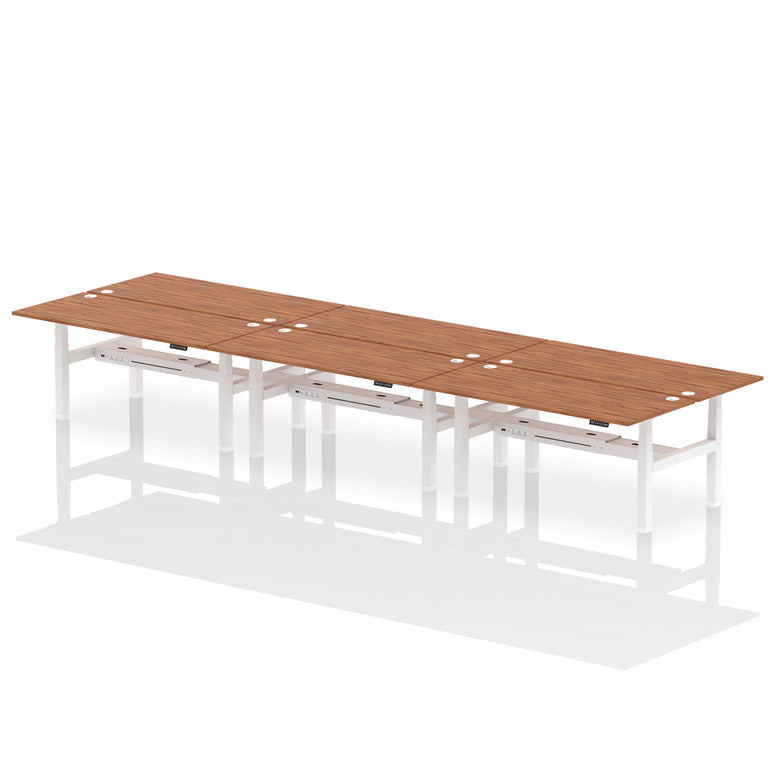 Air Back-to-Back Height Adjustable Bench Desk - 6 Person