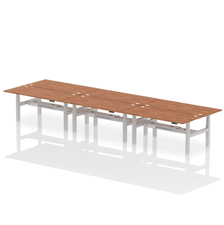 Air Back-to-Back Scalloped Edge Height Adjustable Bench Desk - 6 Person