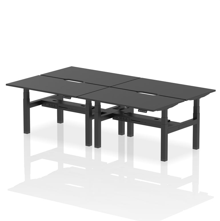 Air Back-to-Back Scalloped Edge Height Adjustable Bench Desk - 4 Person