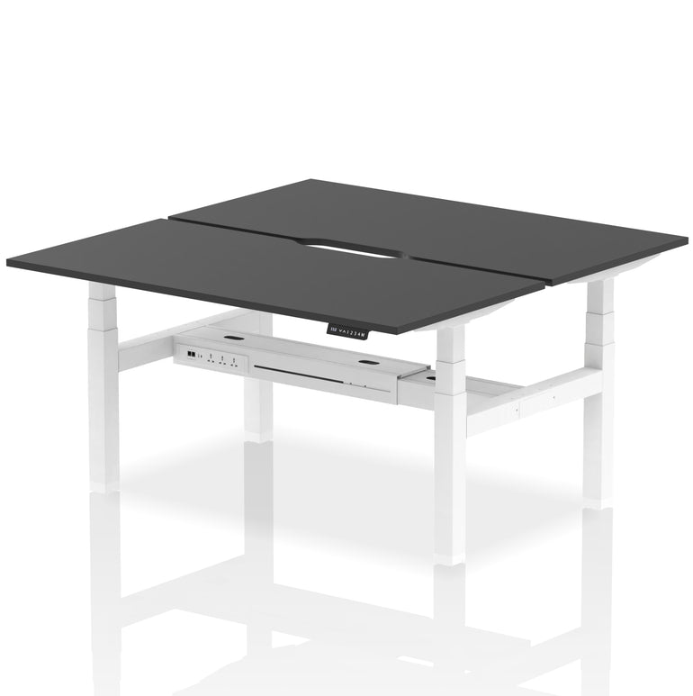 Air Back-to-Back Scalloped Edge Height Adjustable Bench Desk - 2 Person