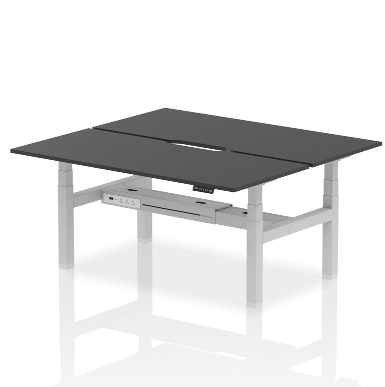 Air Back-to-Back Scalloped Edge Height Adjustable Bench Desk - 2 Person