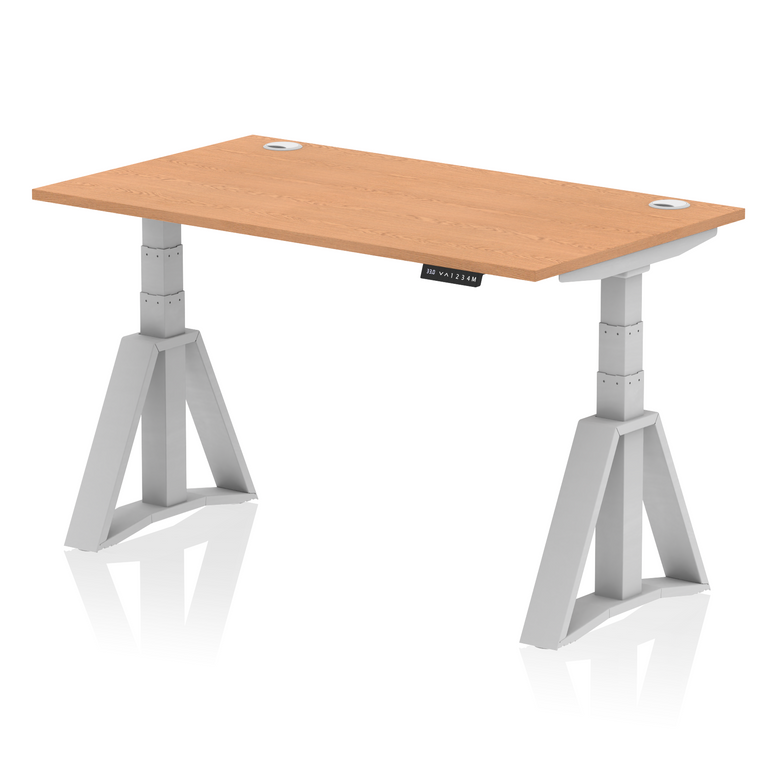 Air Height Adjustable Desk With Cable Ports With Piste Foot