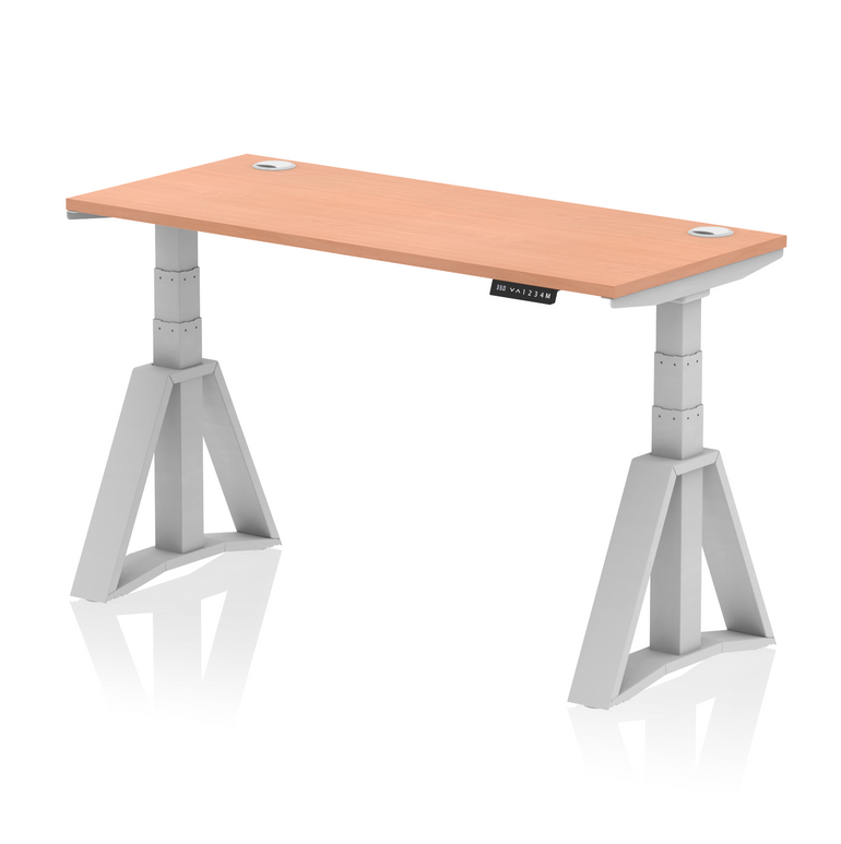 Air Height Adjustable Slimline Desk With Cable Ports With Piste Foot