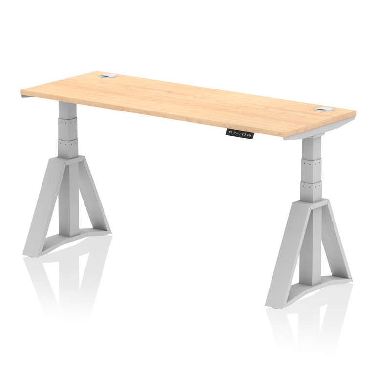 Air Height Adjustable Slimline Desk With Cable Ports With Piste Foot