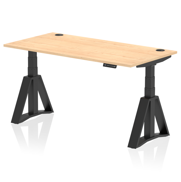 Air Height Adjustable Desk With Cable Ports With Piste Foot