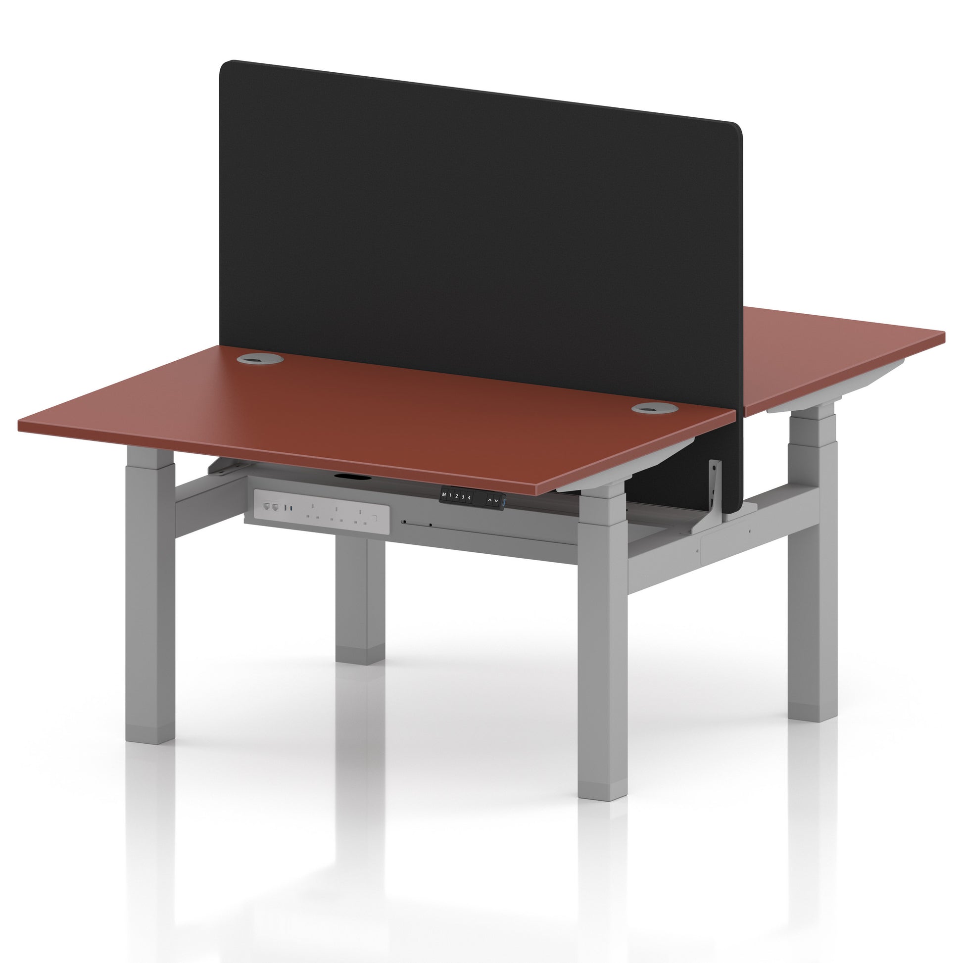 Air Back-to-Back Height Adjustable Bench Desk - 2 Person with Black Straight Screen