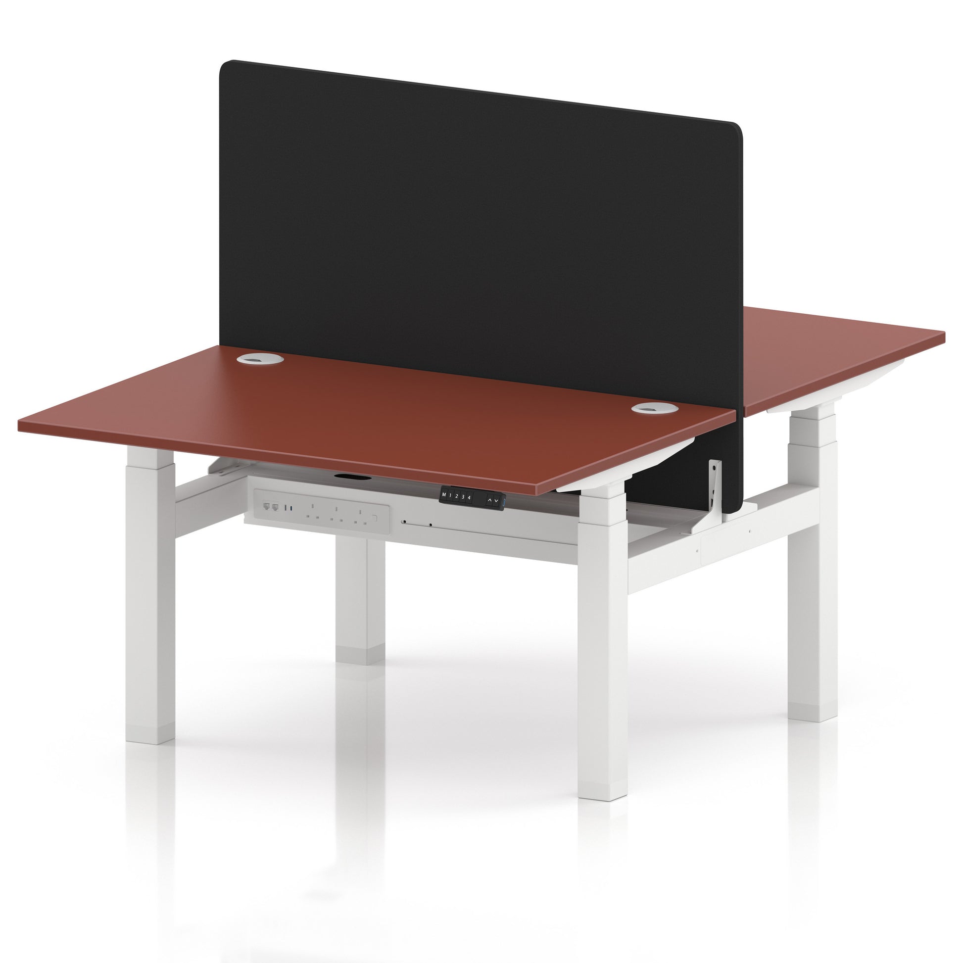 Air Back-to-Back Height Adjustable Bench Desk - 2 Person with Black Straight Screen