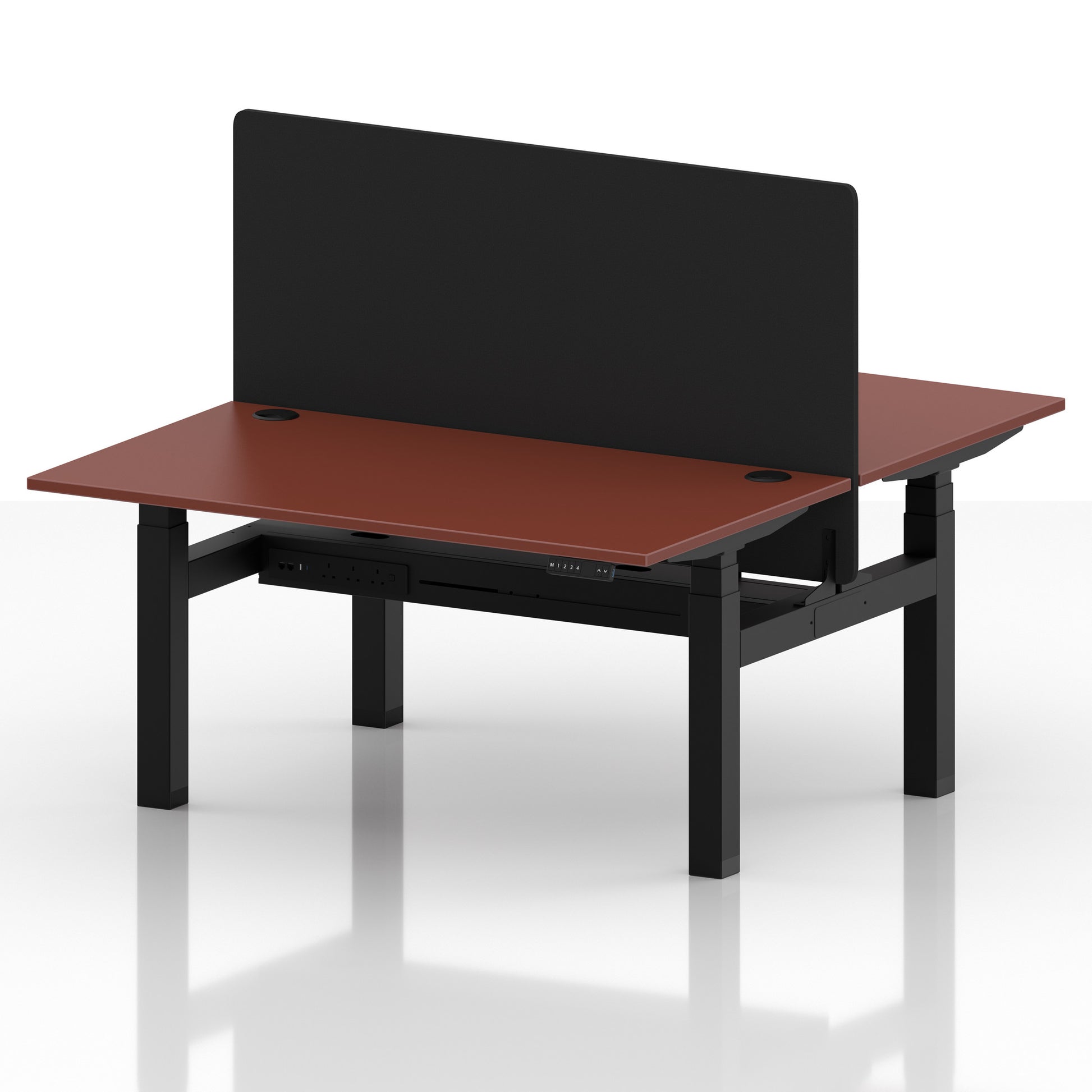 Air Back-to-Back Height Adjustable Bench Desk - 2 Person with Black Straight Screen