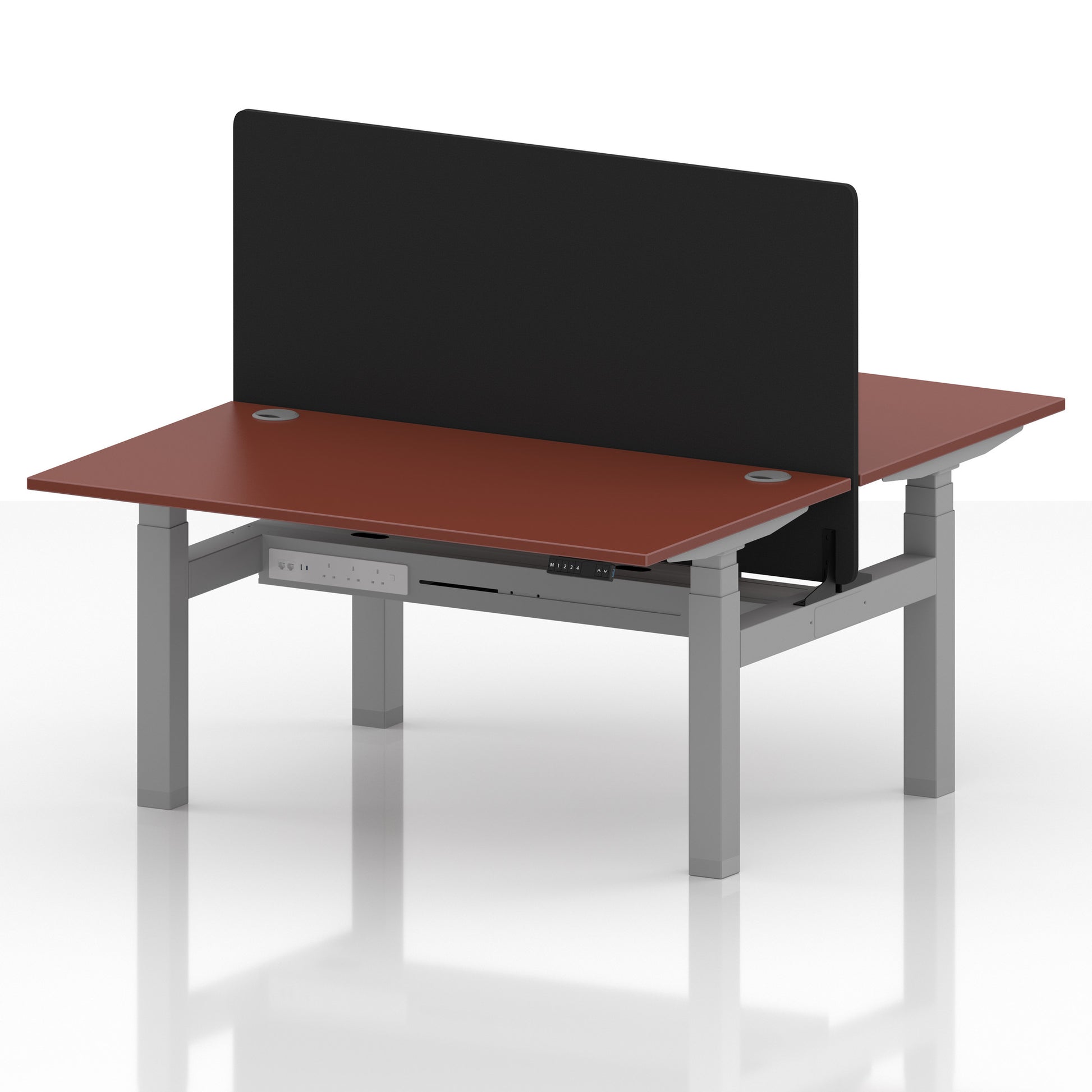 Air Back-to-Back Height Adjustable Bench Desk - 2 Person with Black Straight Screen