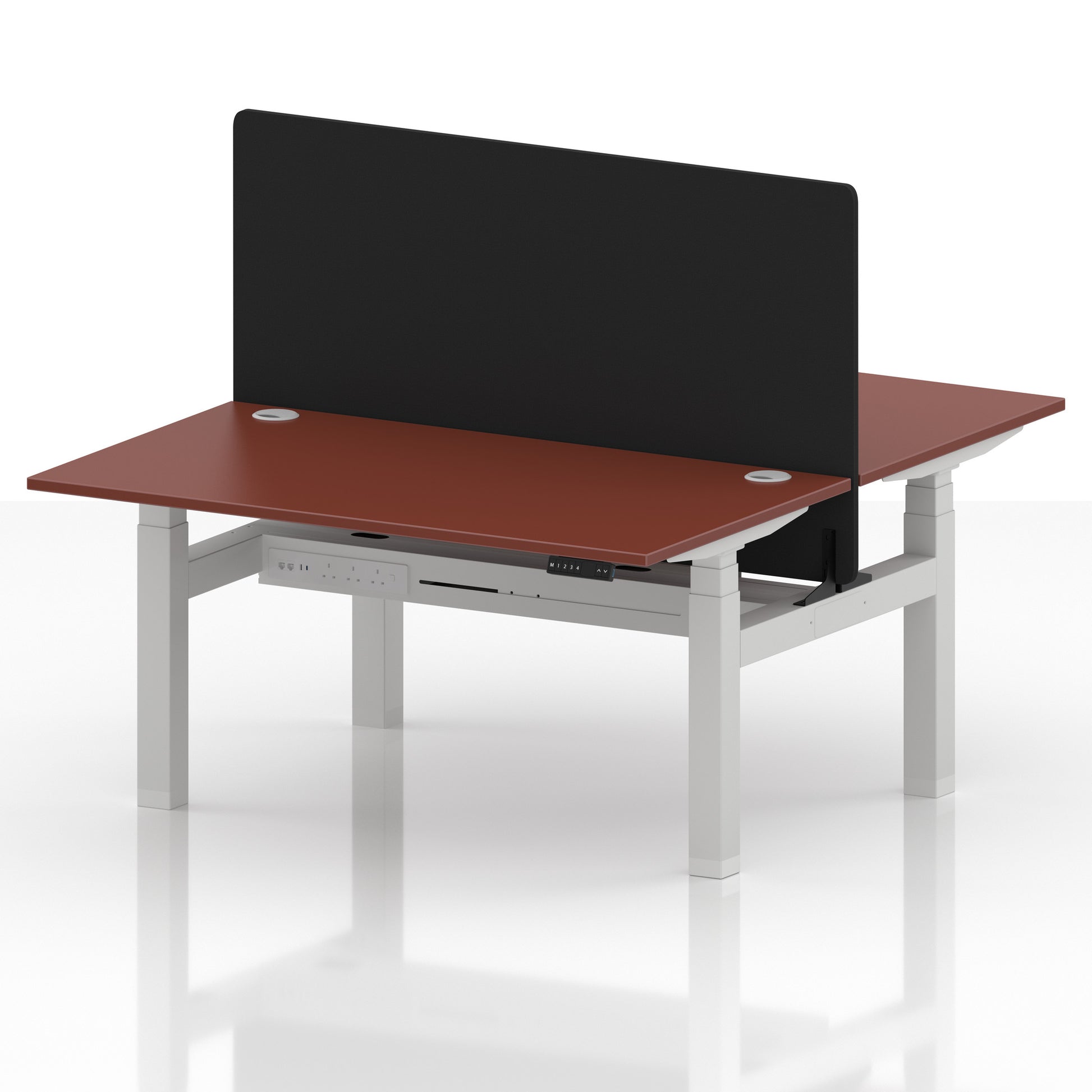 Air Back-to-Back Height Adjustable Bench Desk - 2 Person with Black Straight Screen