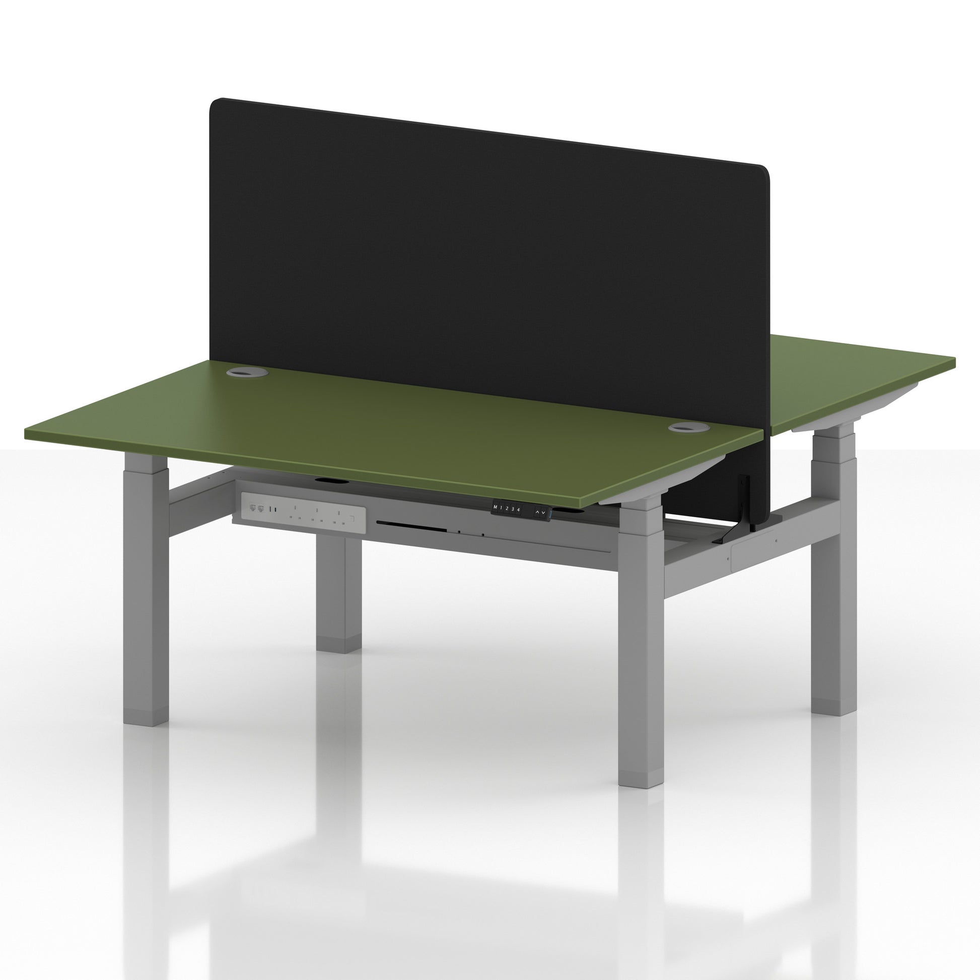 Air Back-to-Back Height Adjustable Bench Desk - 2 Person with Black Straight Screen