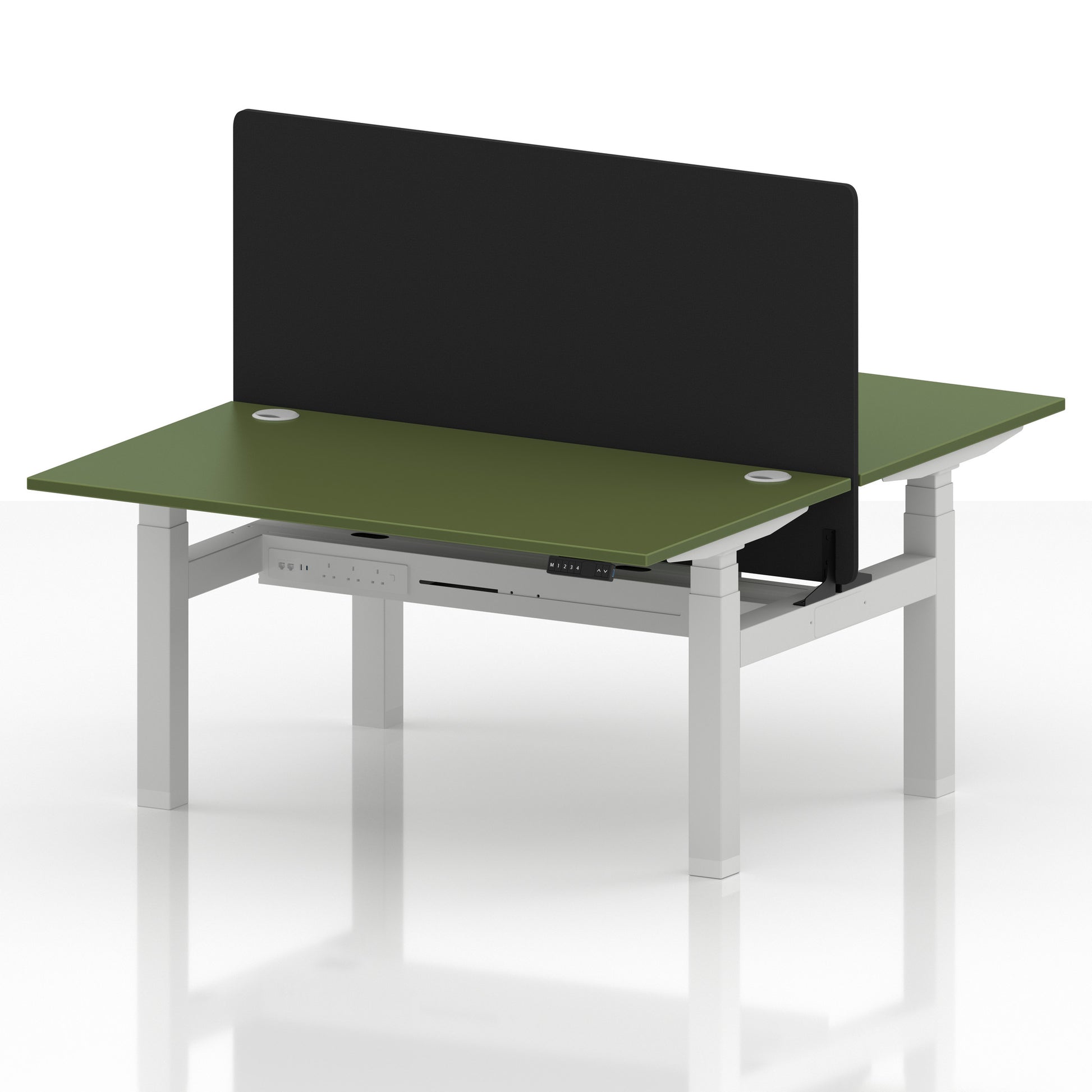 Air Back-to-Back Height Adjustable Bench Desk - 2 Person with Black Straight Screen