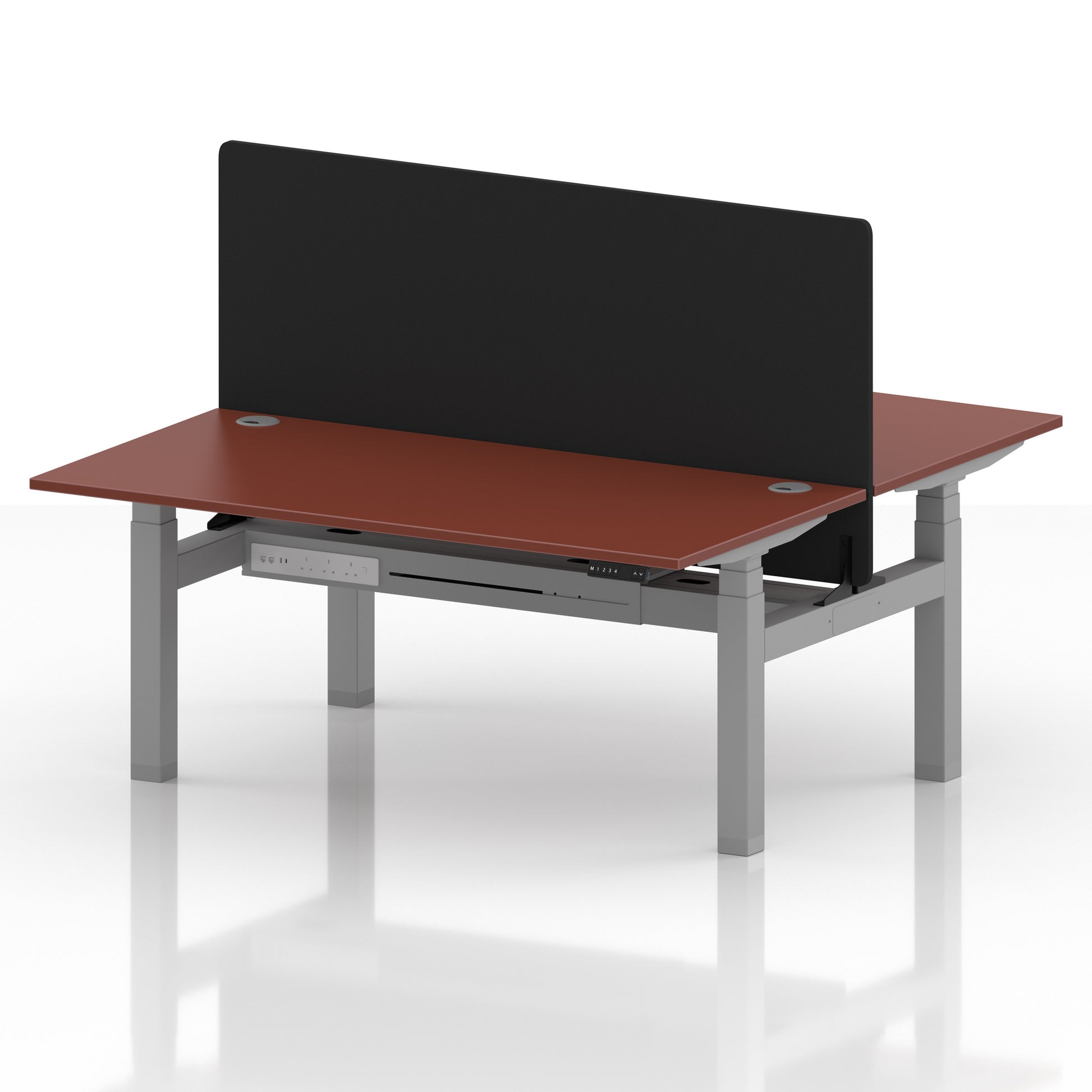 Air Back-to-Back Height Adjustable Bench Desk - 2 Person with Black Straight Screen