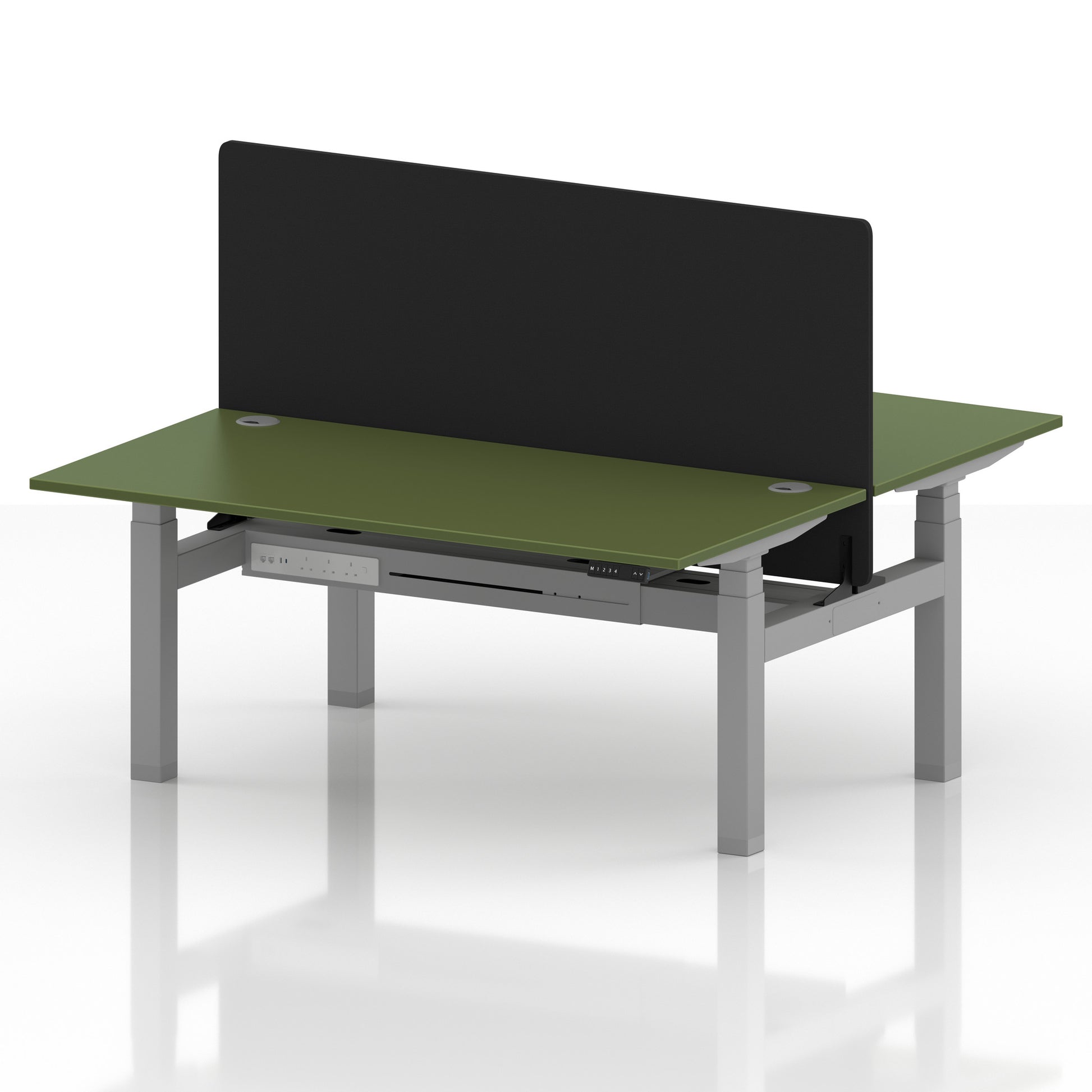 Air Back-to-Back Height Adjustable Bench Desk - 2 Person with Black Straight Screen