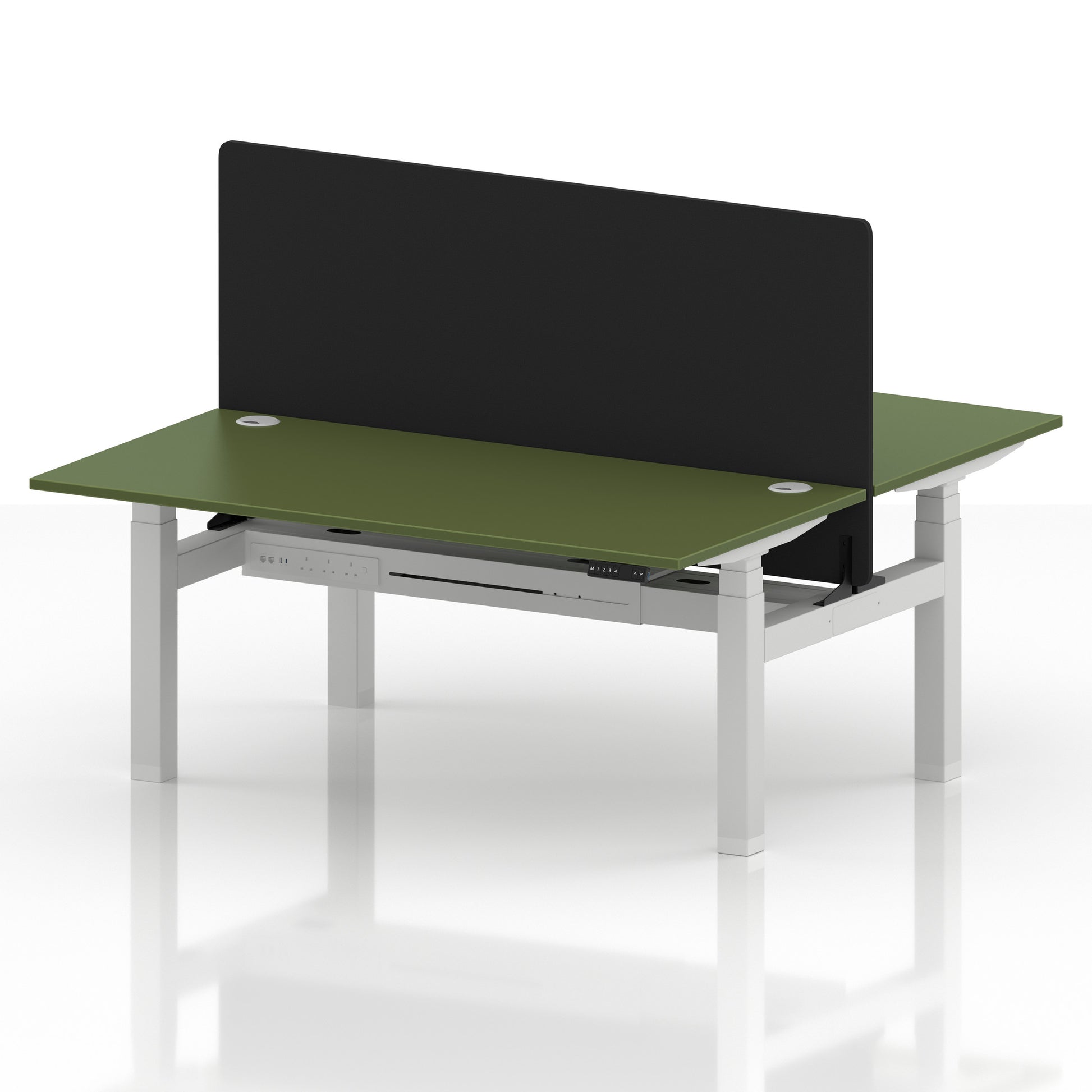 Air Back-to-Back Height Adjustable Bench Desk - 2 Person with Black Straight Screen