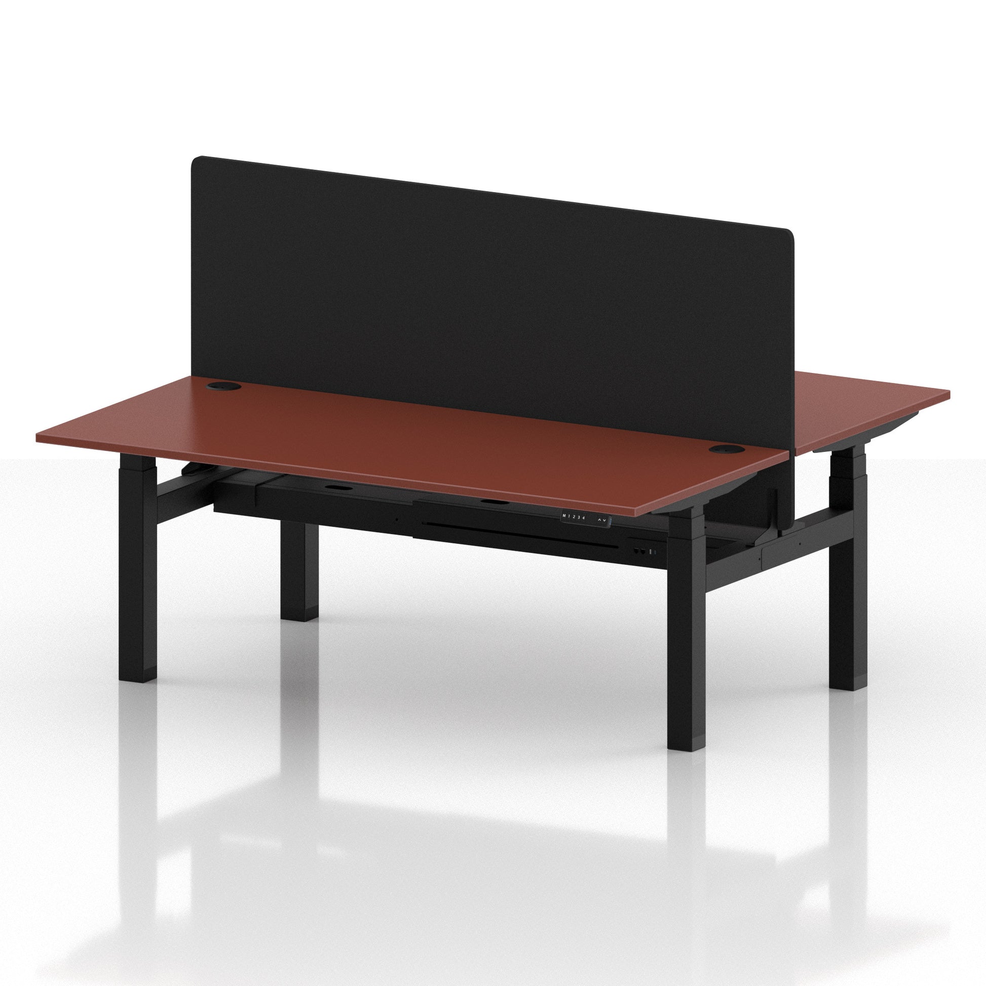 Air Back-to-Back Height Adjustable Bench Desk - 2 Person with Black Straight Screen