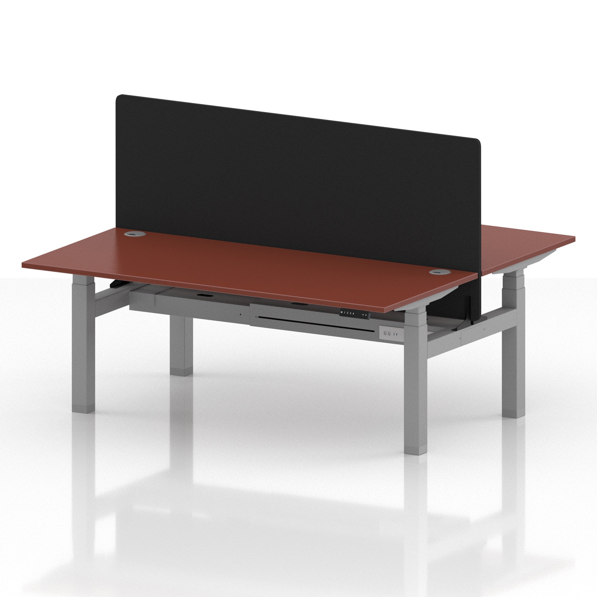 Air Back-to-Back Height Adjustable Bench Desk - 2 Person with Black Straight Screen