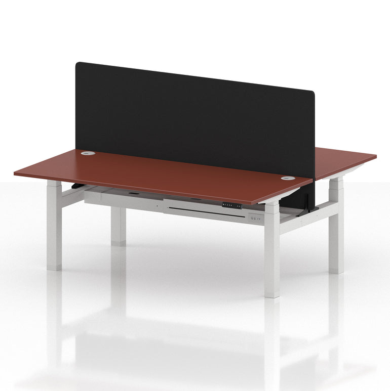 Air Back-to-Back Height Adjustable Bench Desk - 2 Person with Black Straight Screen