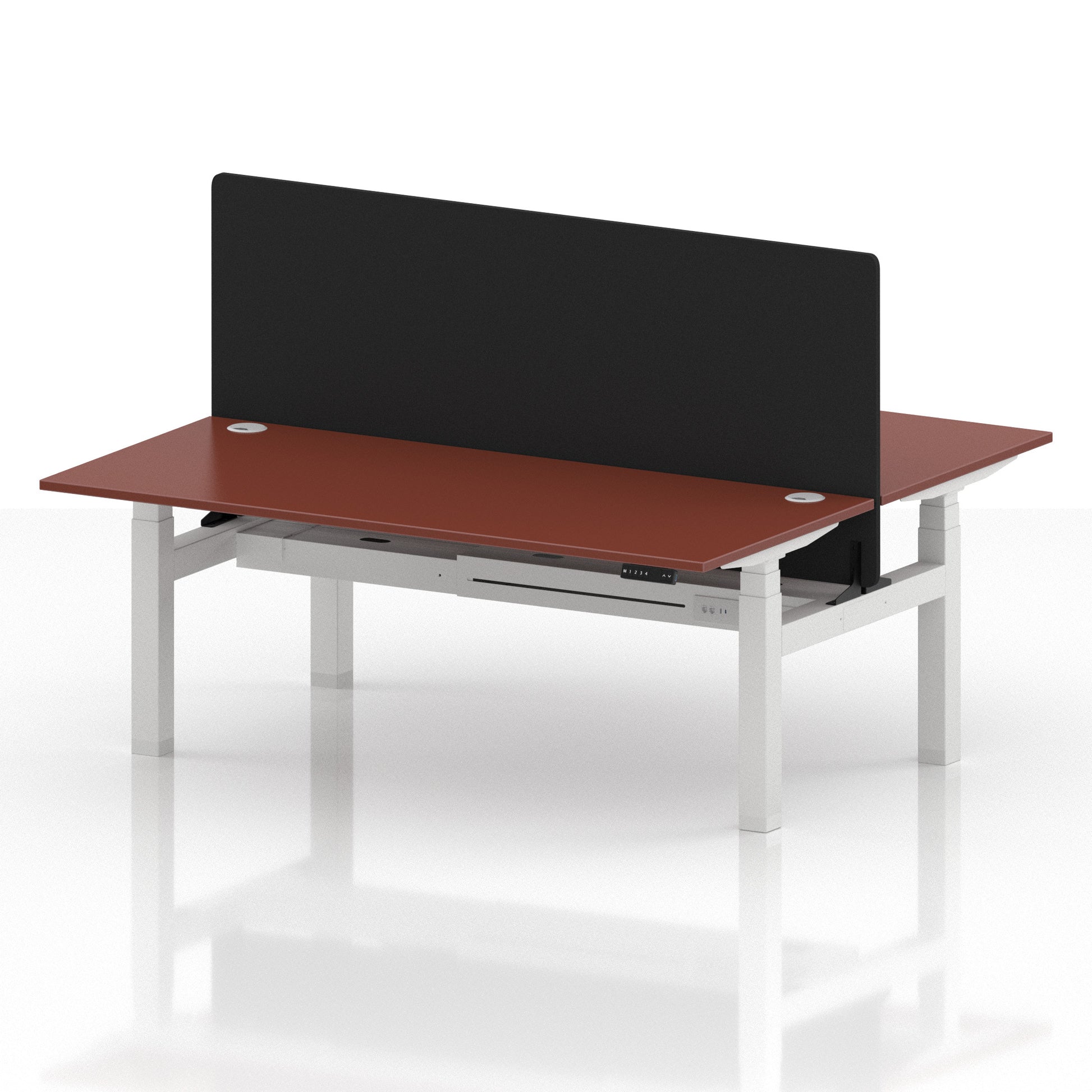 Air Back-to-Back Height Adjustable Bench Desk - 2 Person with Black Straight Screen
