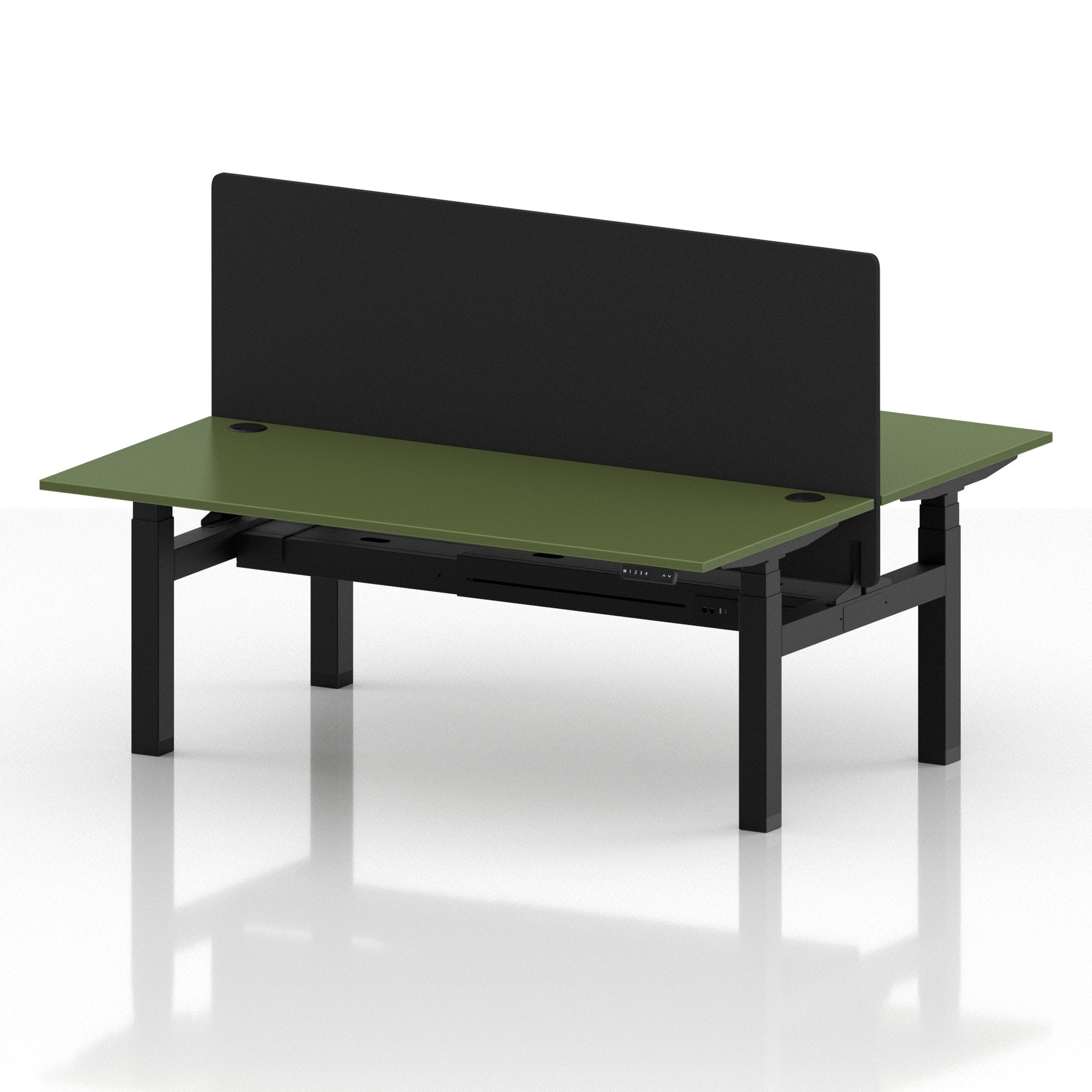 Air Back-to-Back Height Adjustable Bench Desk - 2 Person with Black Straight Screen