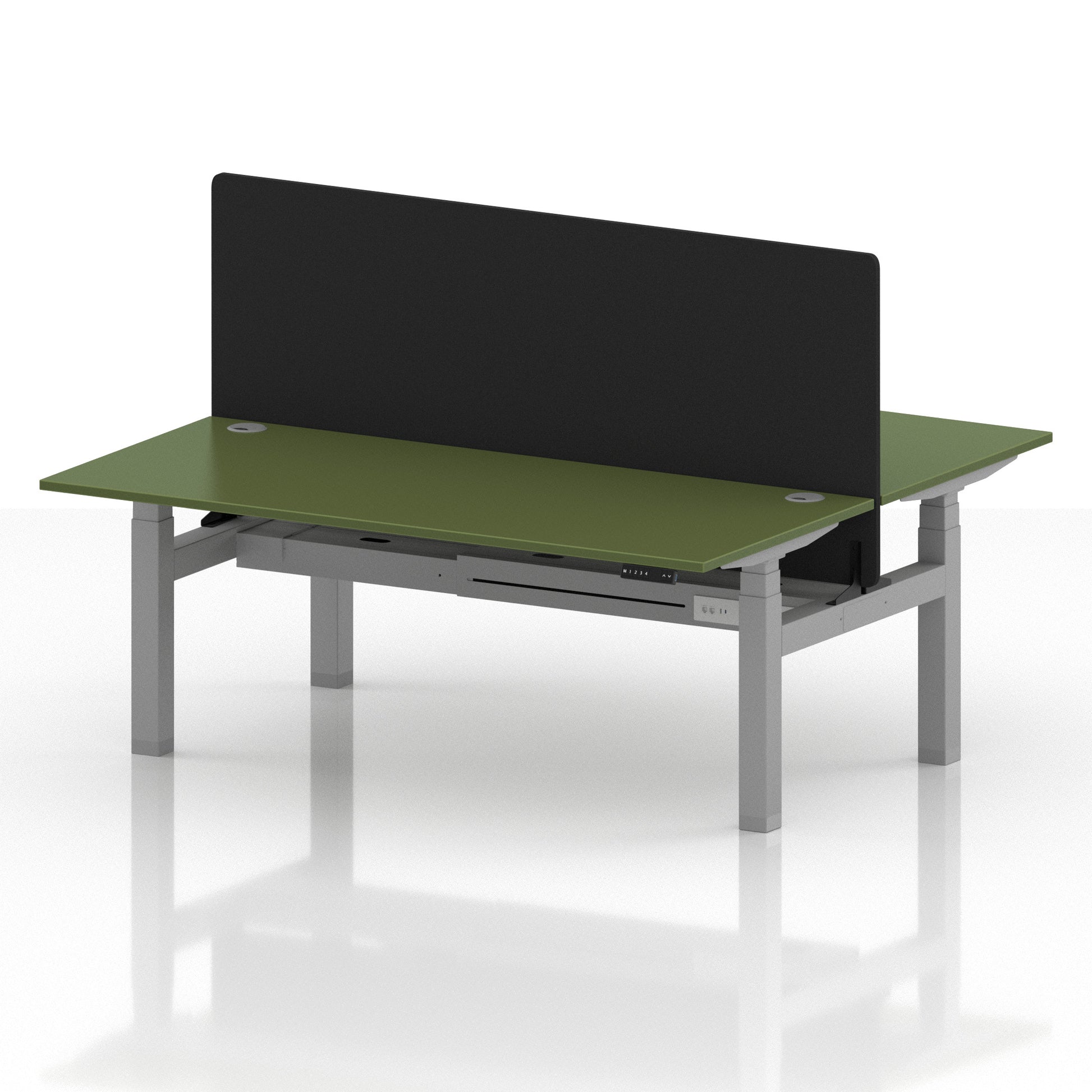 Air Back-to-Back Height Adjustable Bench Desk - 2 Person with Black Straight Screen