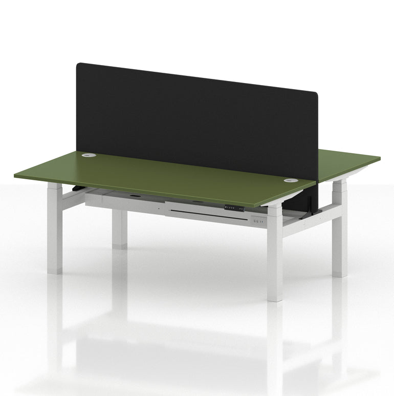 Air Back-to-Back Height Adjustable Bench Desk - 2 Person with Black Straight Screen