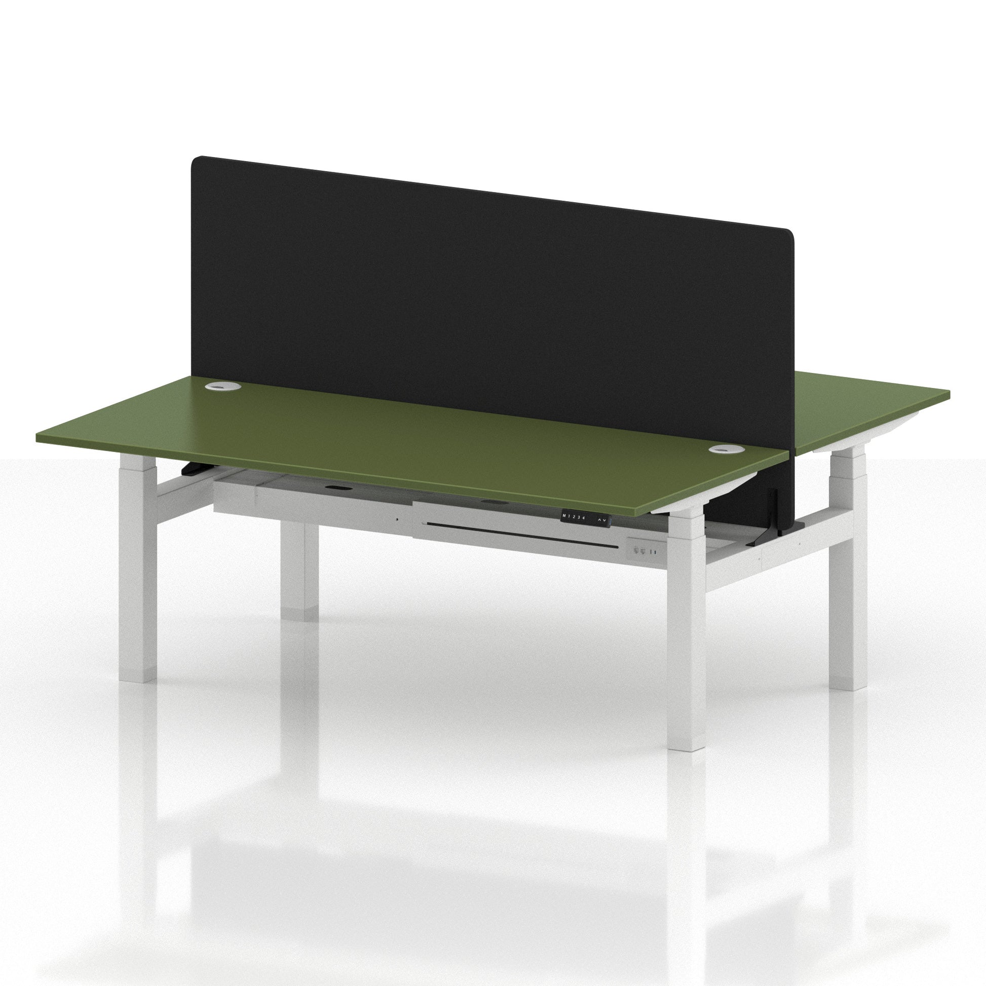 Air Back-to-Back Height Adjustable Bench Desk - 2 Person with Black Straight Screen