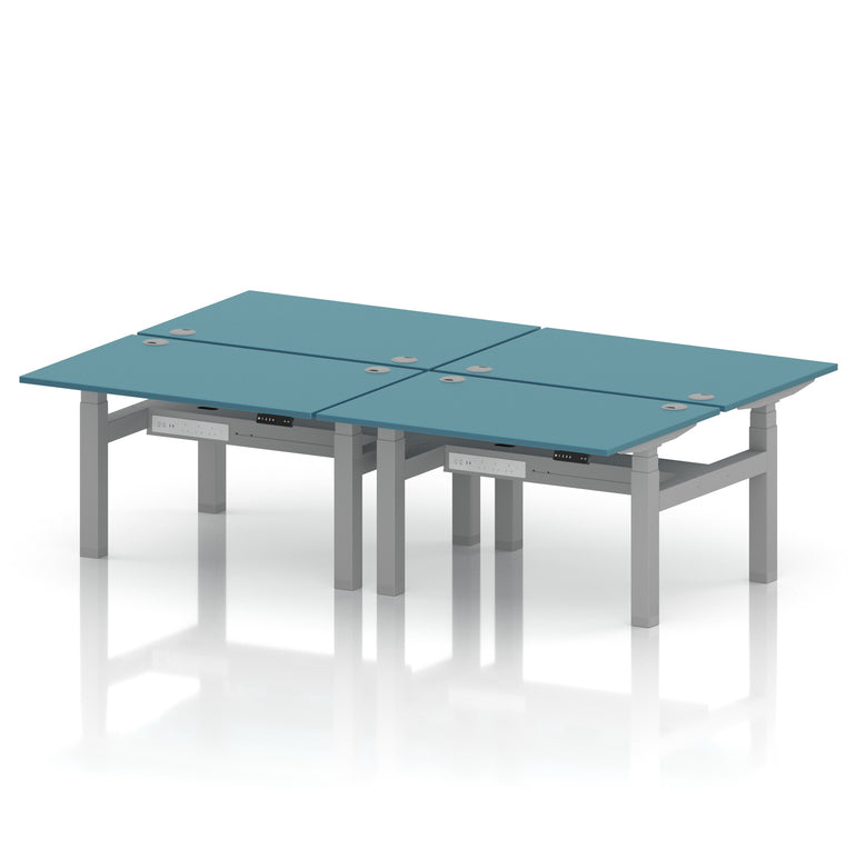 Air Back-to-Back Height Adjustable Bench Desk - 4 Person