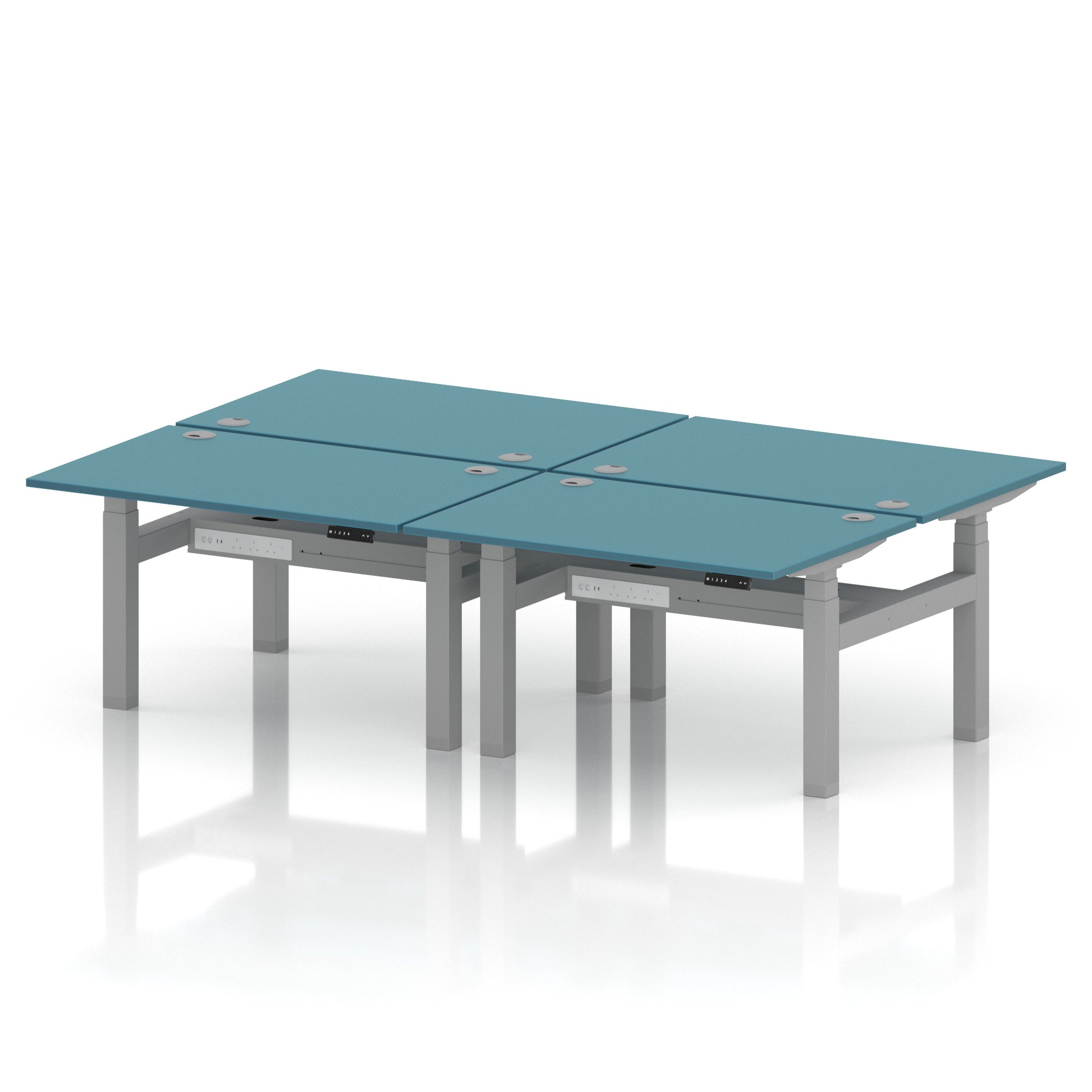Air Back-to-Back Height Adjustable Bench Desk - 4 Person