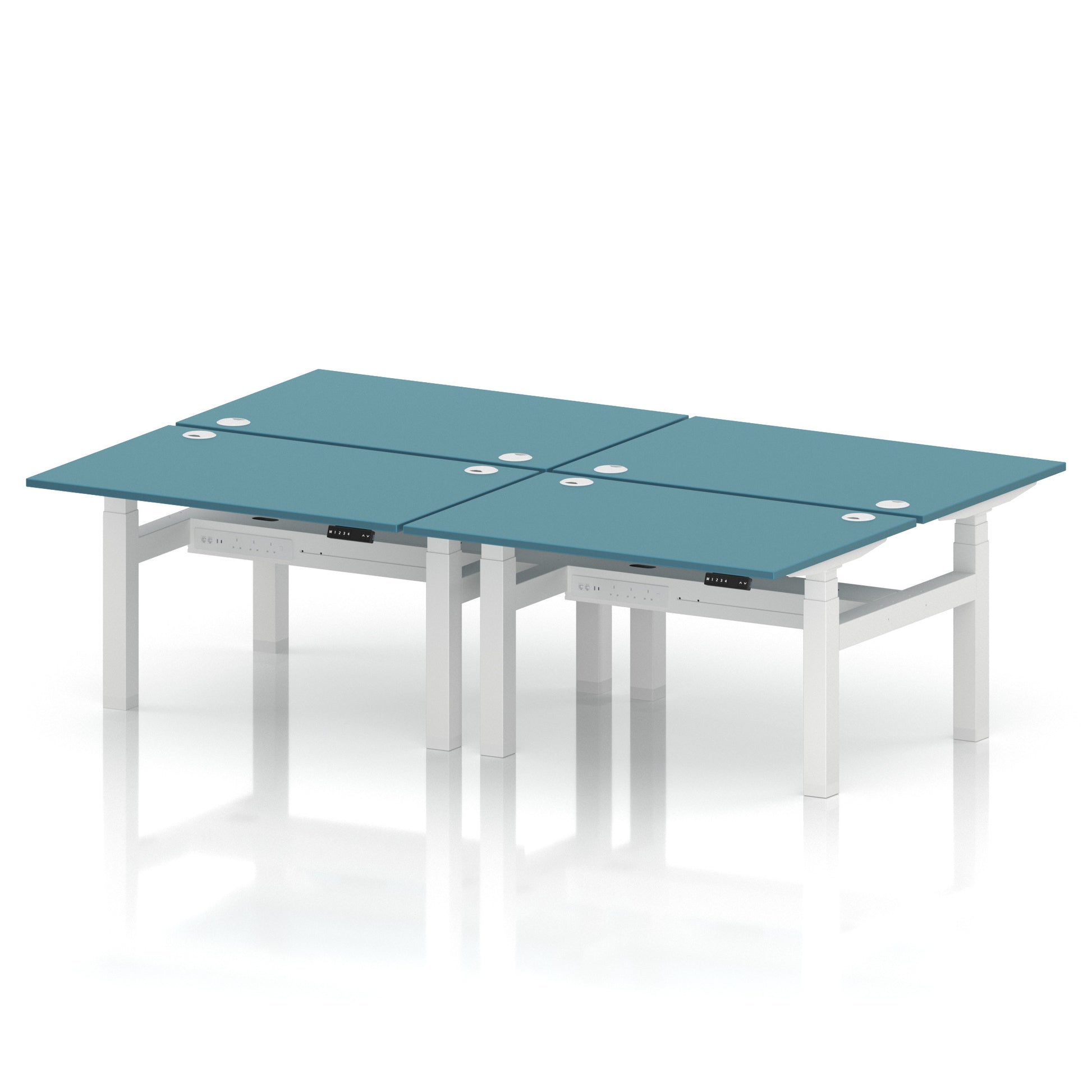 Air Back-to-Back Height Adjustable Bench Desk - 4 Person