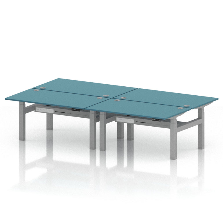 Air Back-to-Back Height Adjustable Bench Desk - 4 Person