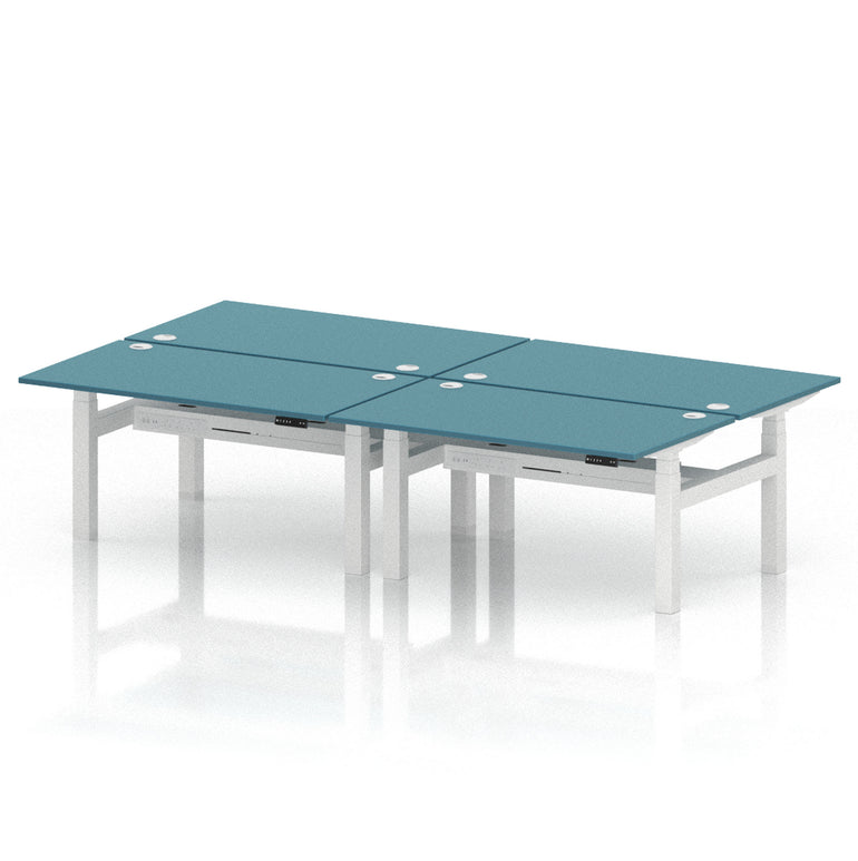 Air Back-to-Back Height Adjustable Bench Desk - 4 Person