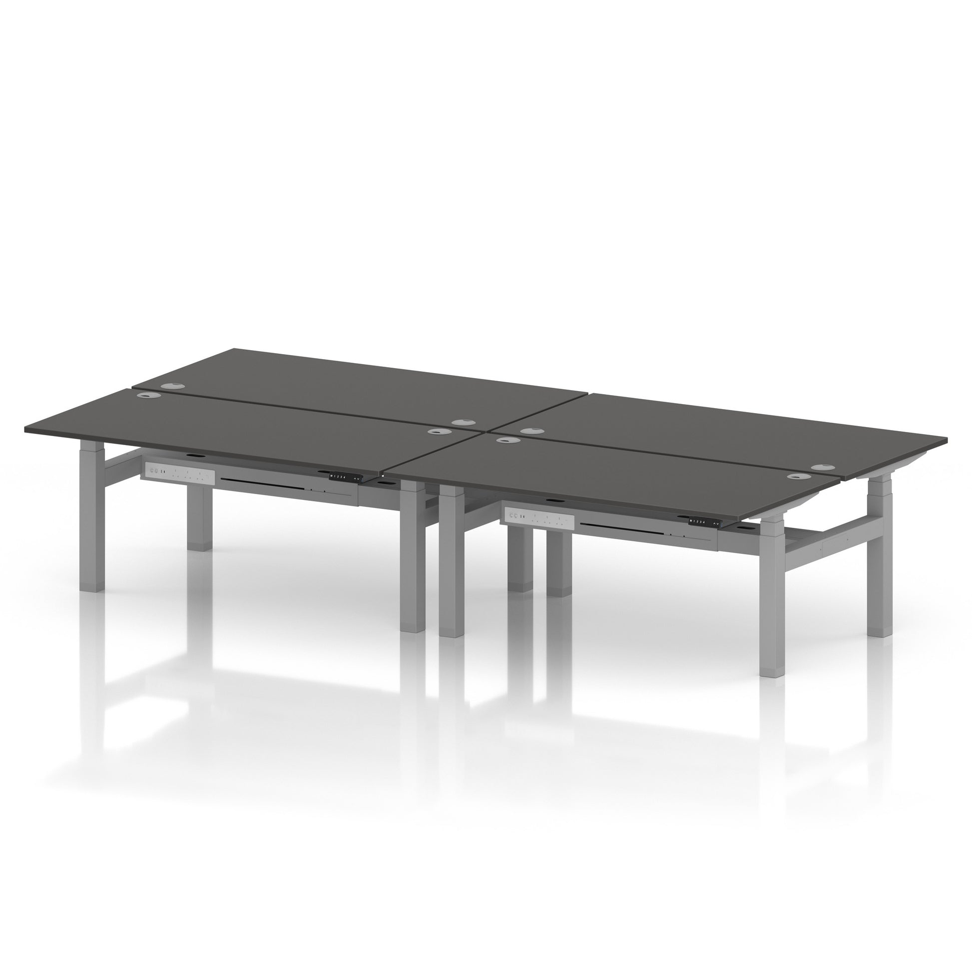Air Back-to-Back Height Adjustable Bench Desk - 4 Person