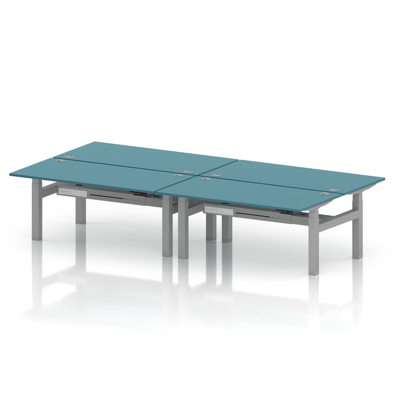 Air Back-to-Back Height Adjustable Bench Desk - 4 Person